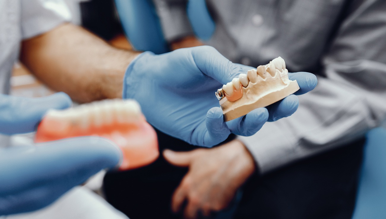 Artificial jaw in the dentist's office